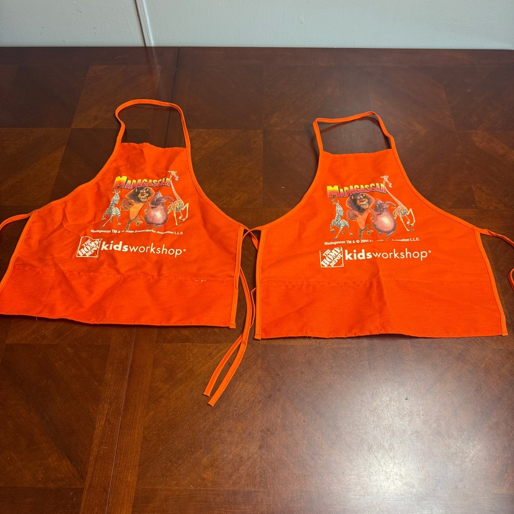 Home Depot Kids Workshop Madagascar‎ Apron Set 2005 Orange Dreamworks